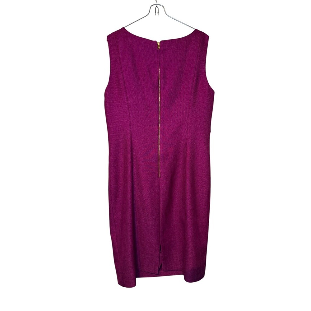 Kay Unger Women Shift Dress Lined Sleeveless Gold Shoulder Fuchsia Pink‎ 14 - Picture 7 of 11